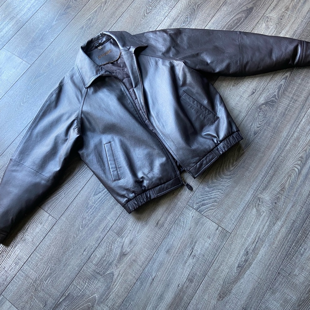 Men's Large Dark Brown Leather Jacket